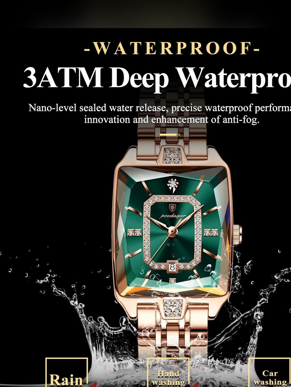 Women's Rose Gold Watch with Green Dial